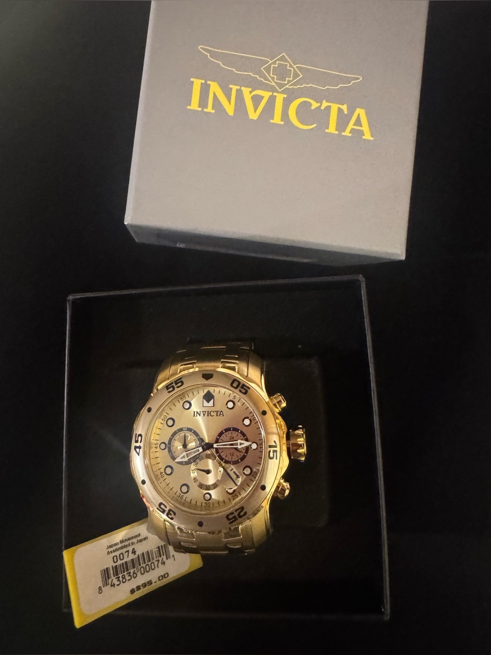 Invicta $895 Gold Tone Men's Chronograph Watch with Champagne Face Dial - SEXY - Picture 3 of 3
